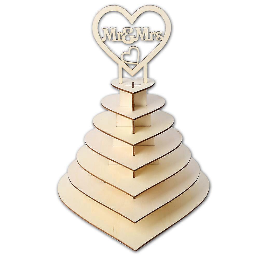 7 Layer Wooden Heart Shaped Chocolate Display Stand Romantic Rack for Wedding Party Event