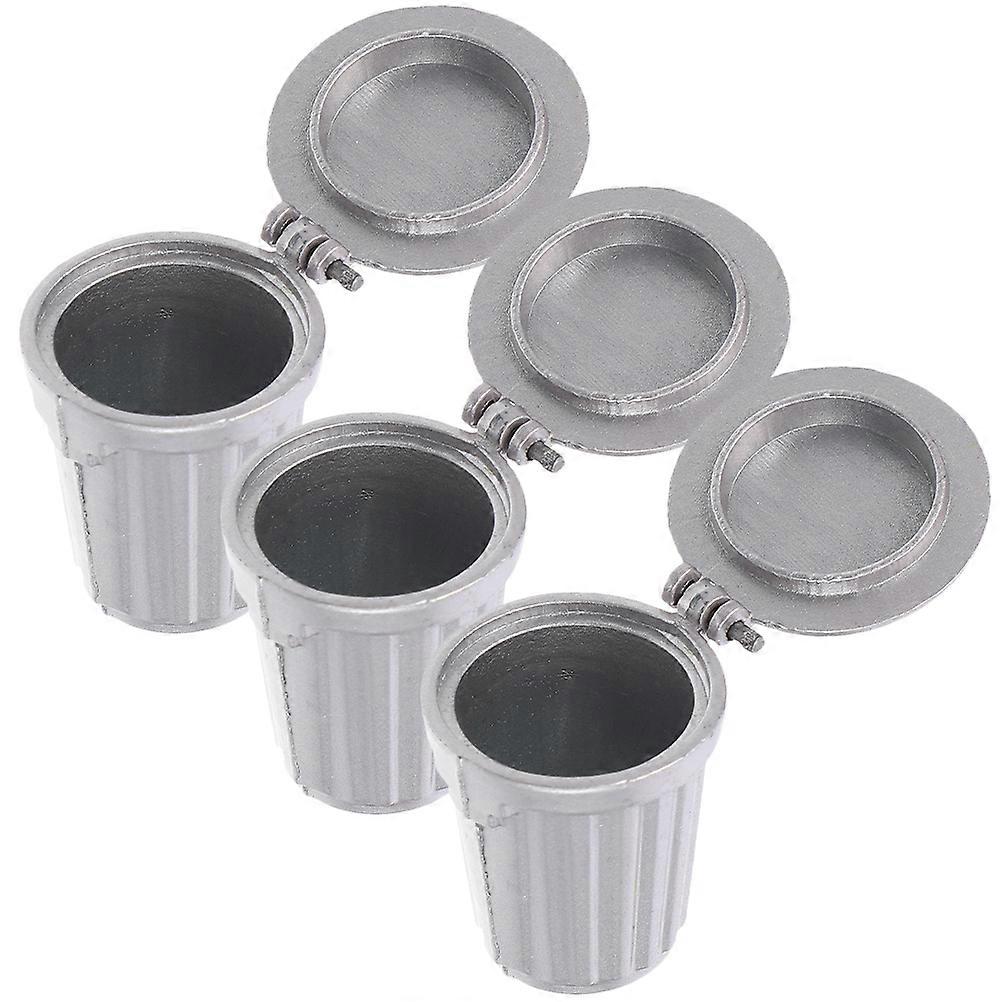 3pcs Mini Trash Can for Dollhouse Decor, Tiny House Garbage Pail, Realistic Micro Landscape & Desktop Display Accessory