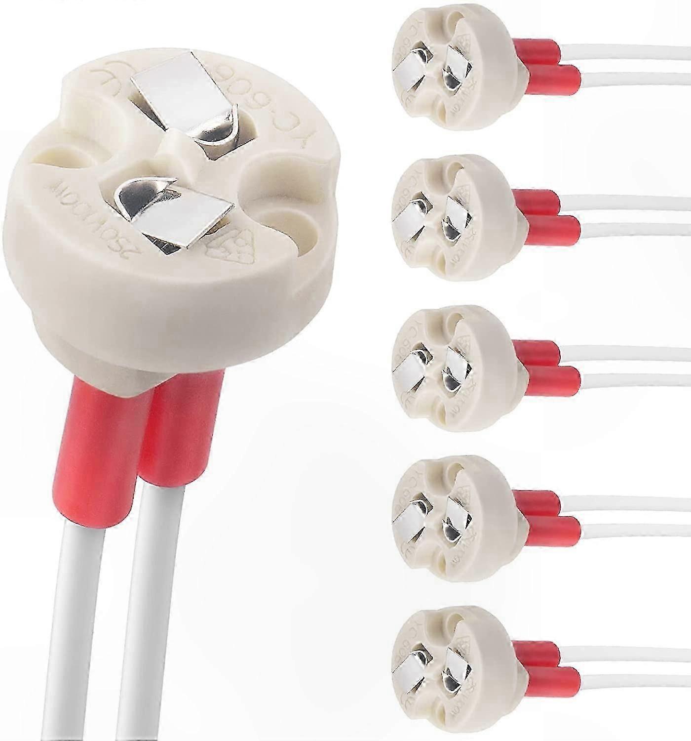 Ceramic Lamp Holder with Bi-Pin Base, Compatible with G4 GU5.3 GX5.3 G6.35 GY6.35 MR16 GZ4 MR11 (Pack of 6)