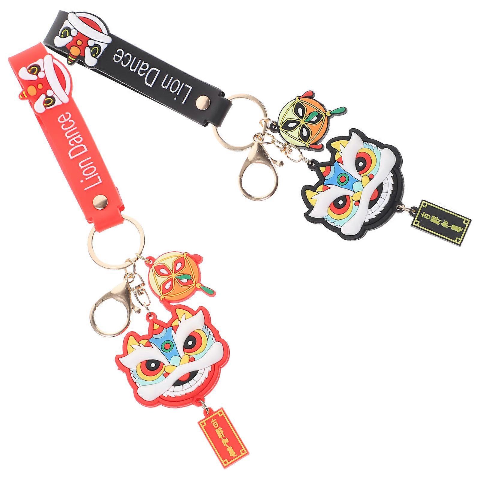 Chinese Style Dance Lion Keychain in Assorted Colors for Decor with Silicone Material