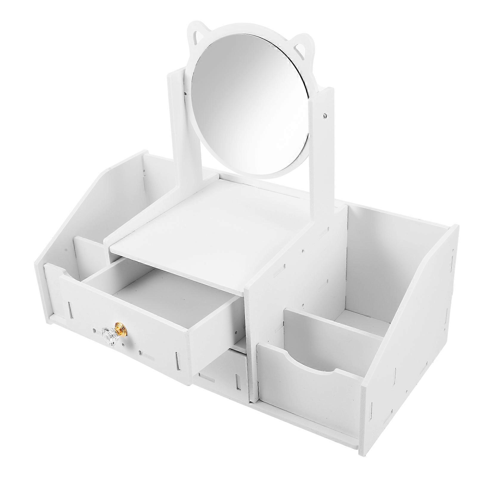 Multifunctional Desktop Organizer with Mirror – Stylish Countertop Cosmetic Storage for Makeup and Jewelry, Durable Design with Easy Access