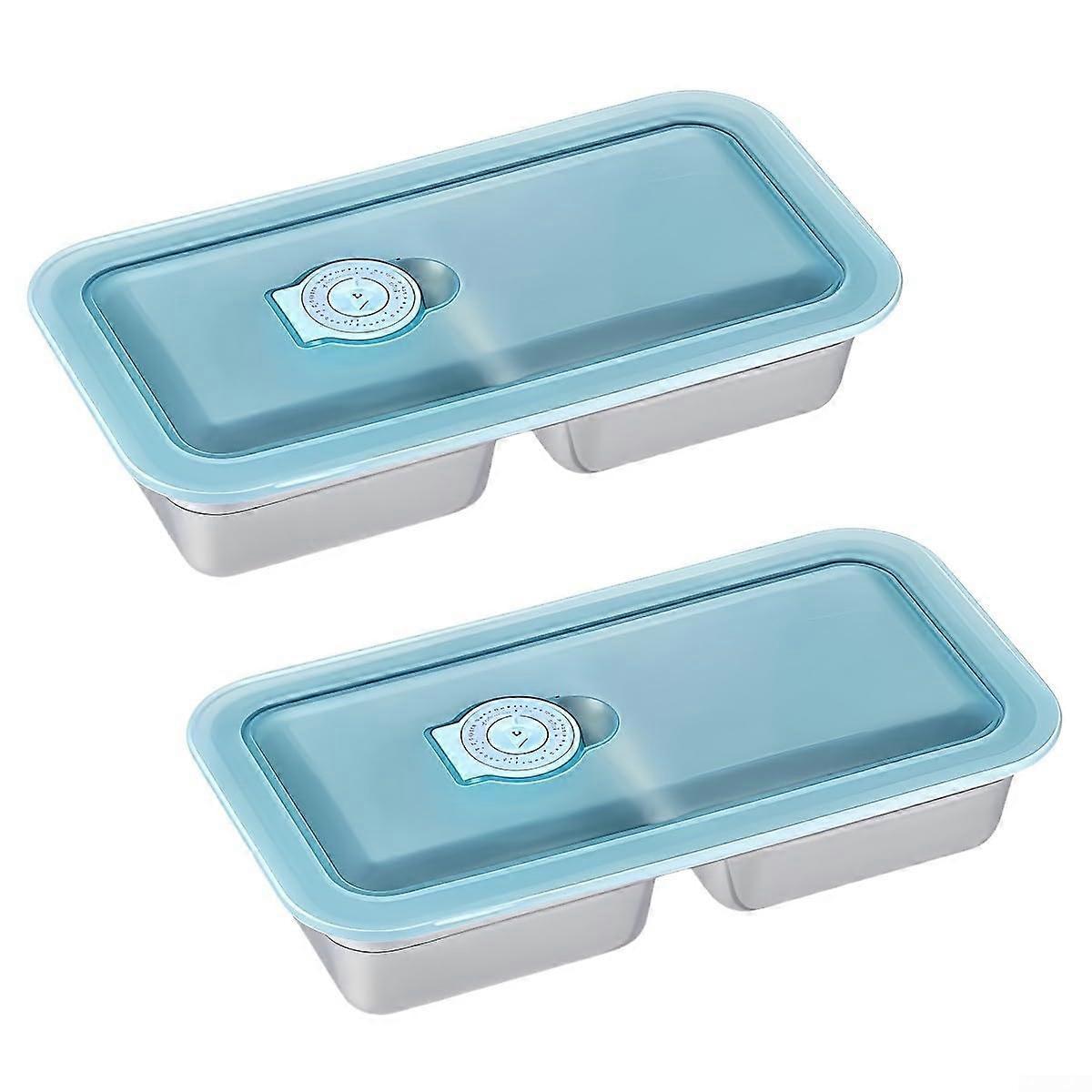 Stainless Steel Snack Containers 2-Pack Leak-Proof Seal Dual Compartments Snack and Fruit Storage Boxes