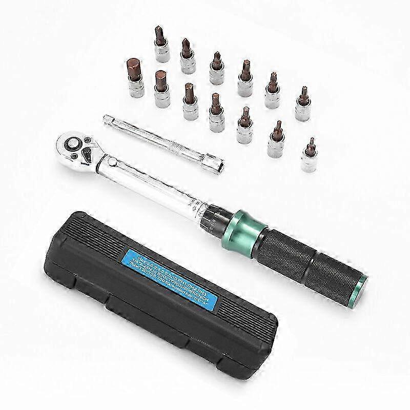 15-Piece Preset Torque Wrench Bit Set with Quick Release - 1/4 Drive Torque Tool for 2-24 N.m Precision Adjustments