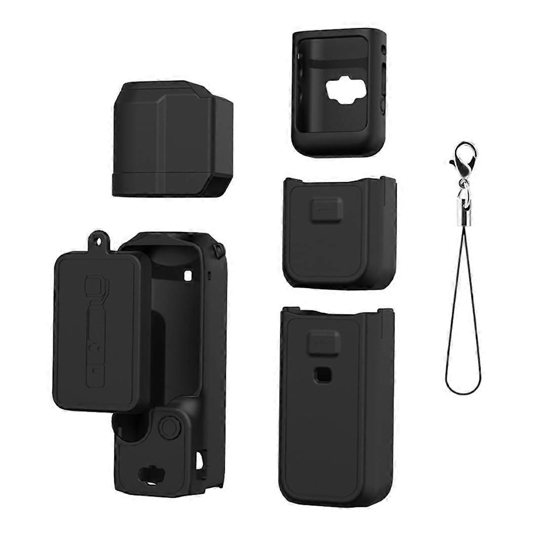 Silicone Case Set for DJI Osmo Pocket 3 - Black, Flexible, Washable, Scratch-Resistant, Collision-Proof Screen and Lens Protector