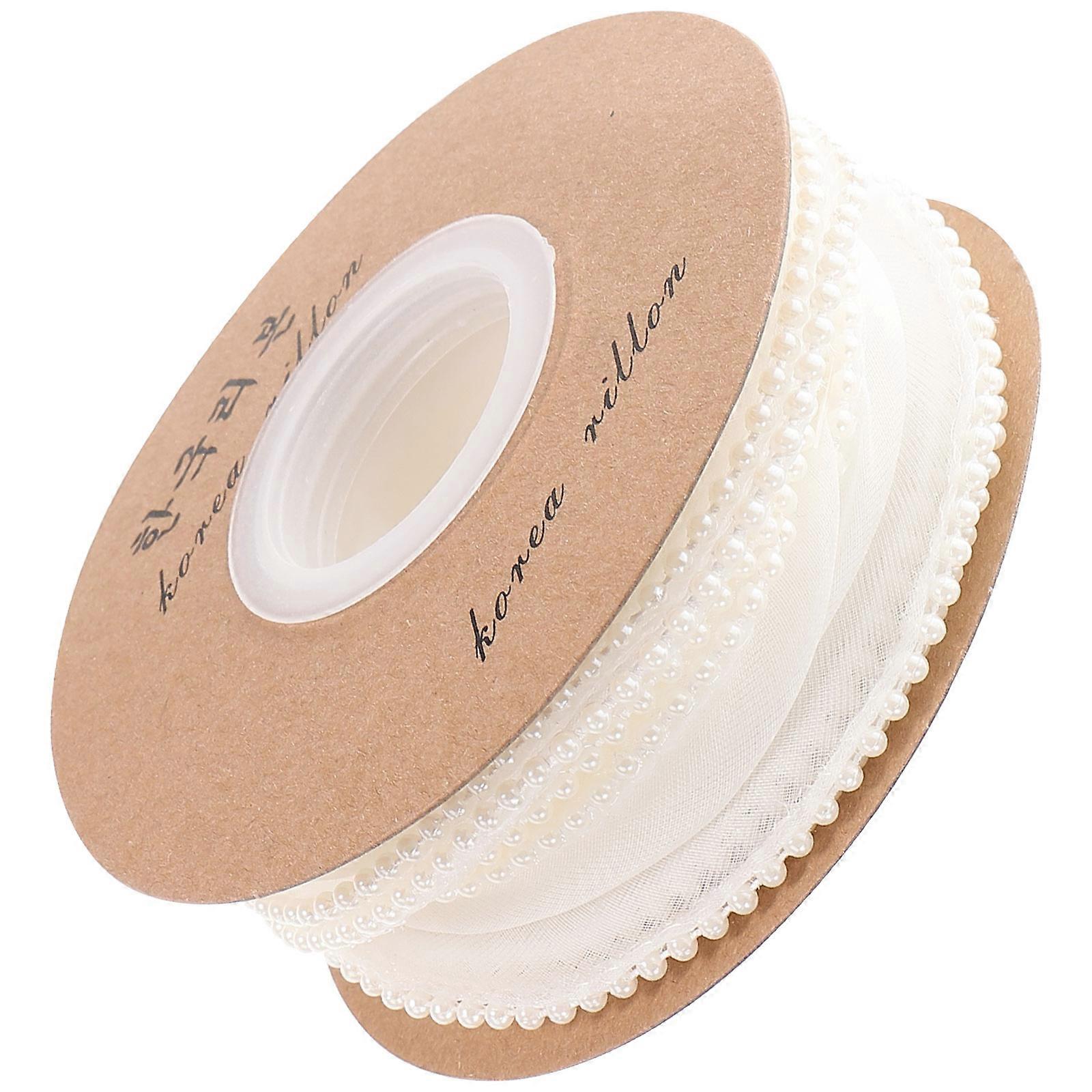 Pearled Ribbon Yards Wide Wave Craft Ribbon for DIY Accessories, Wrapping, Party Decorations and Floral Arrangements Pearl White