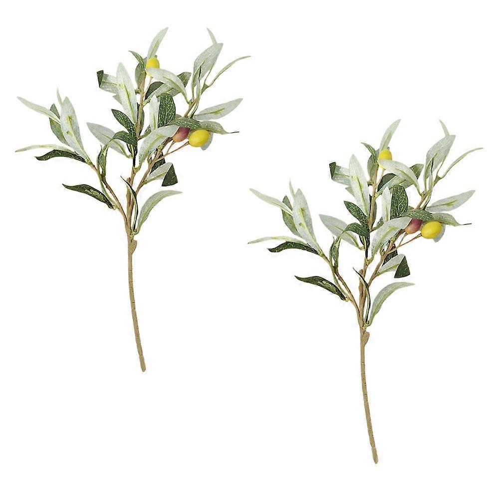Artificial Olive Branch Decorative Plastic Plant for Home Use 2Pcs