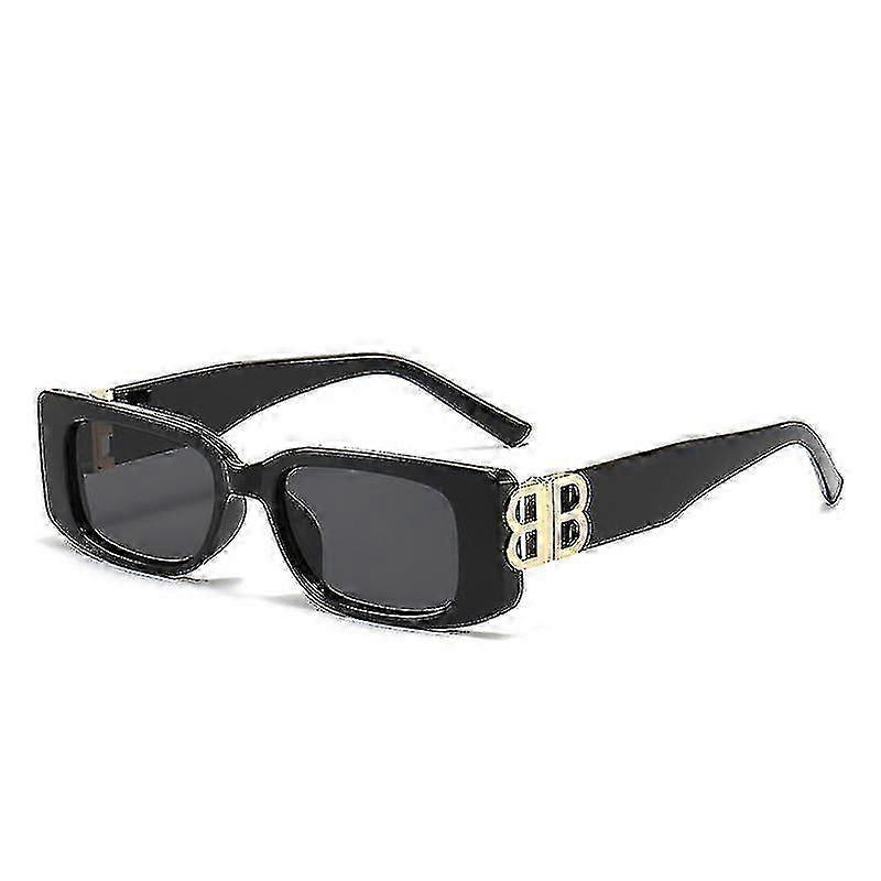 black-frame sunglasses