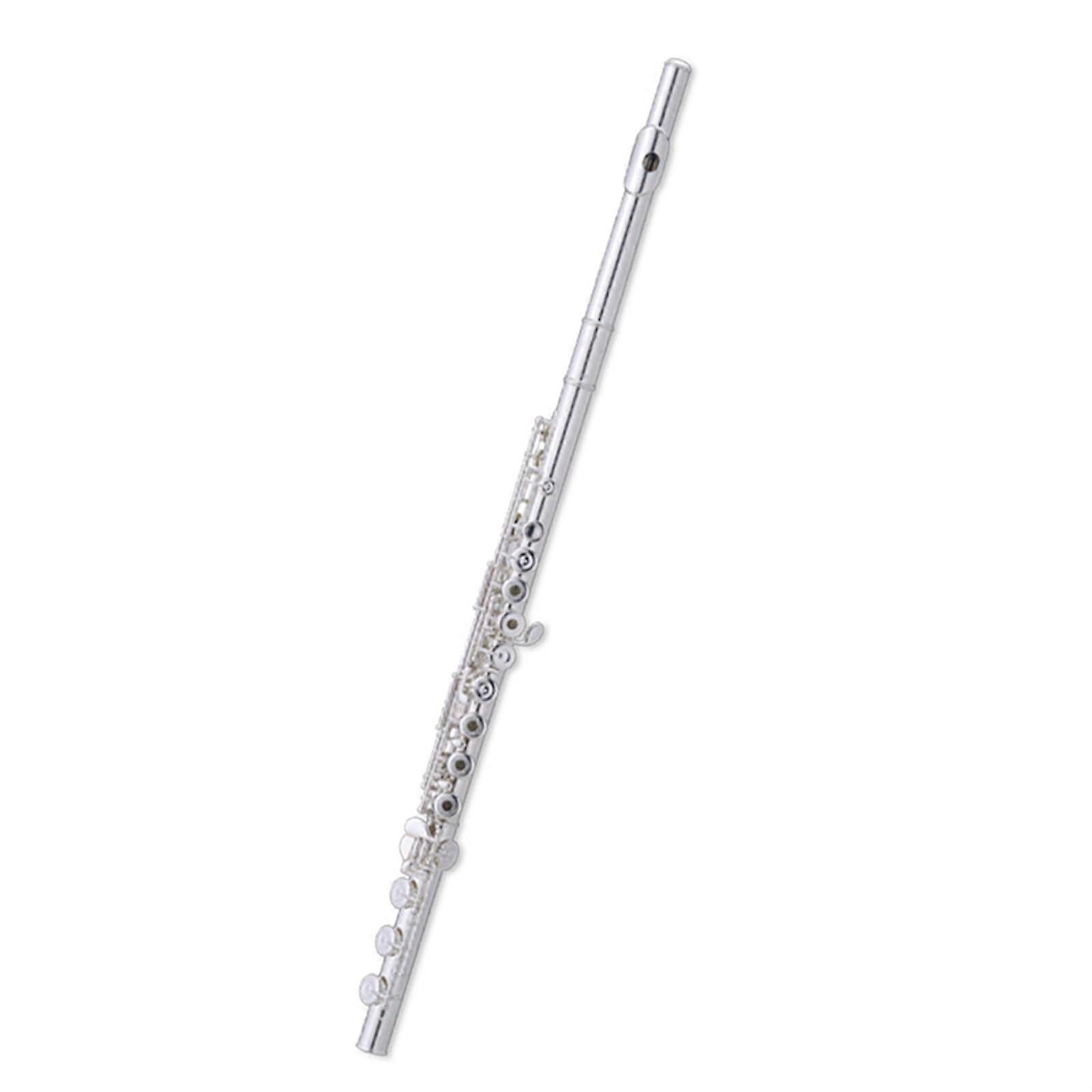 Professional Flute Instrument in C Tuning, 16 Holes, Curved Headjoint with E Key, SilverPlated, Suitable for Beginners (Open Hole)