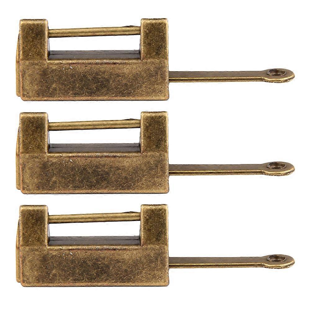Zinc Alloy Padlock 3Sets Golden Rust-Resistant Decorative Padlock for Box Using