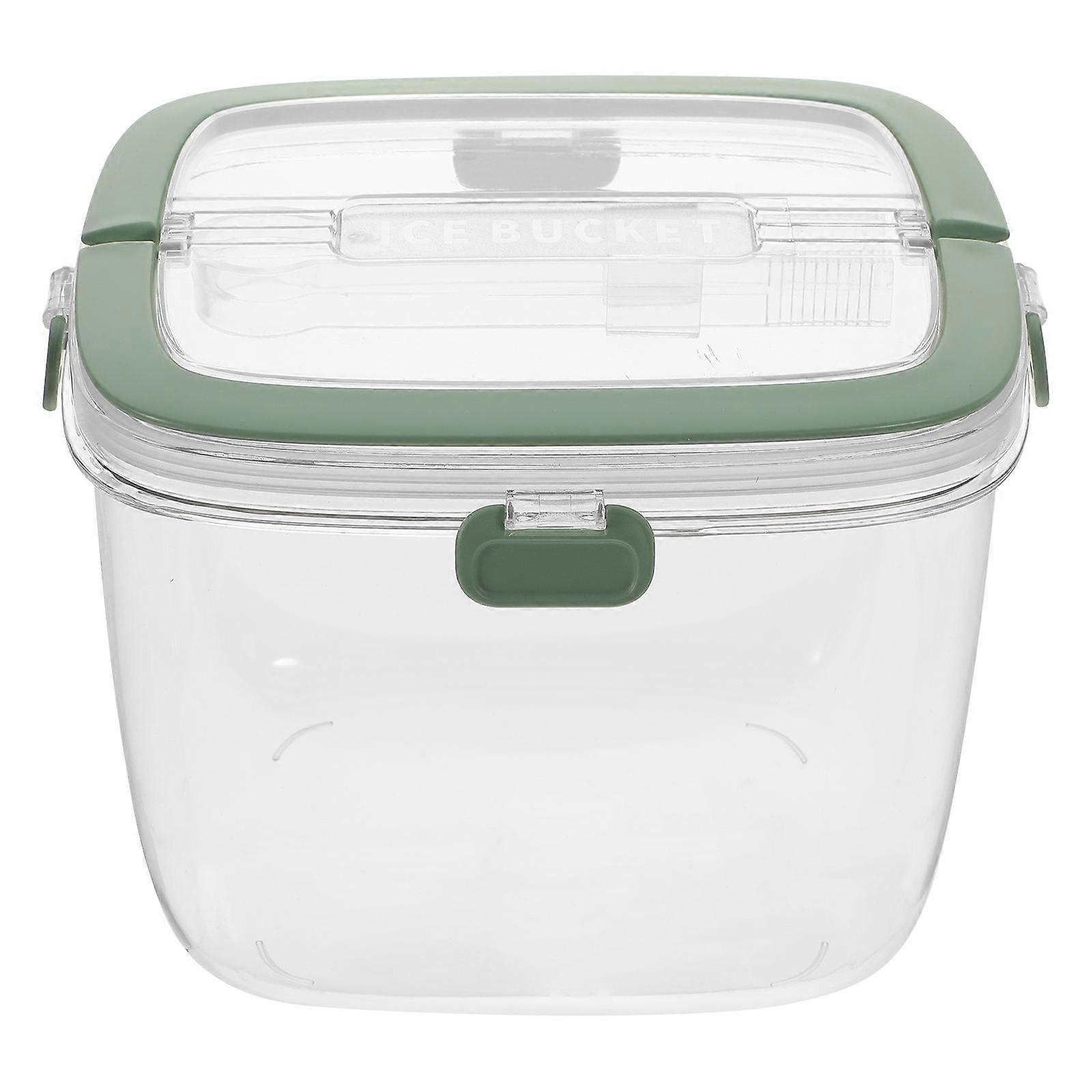 Green Plastic Ice Bucket with Lid and Tong for Storage Ideal for Home Bars and Parties 3.5L