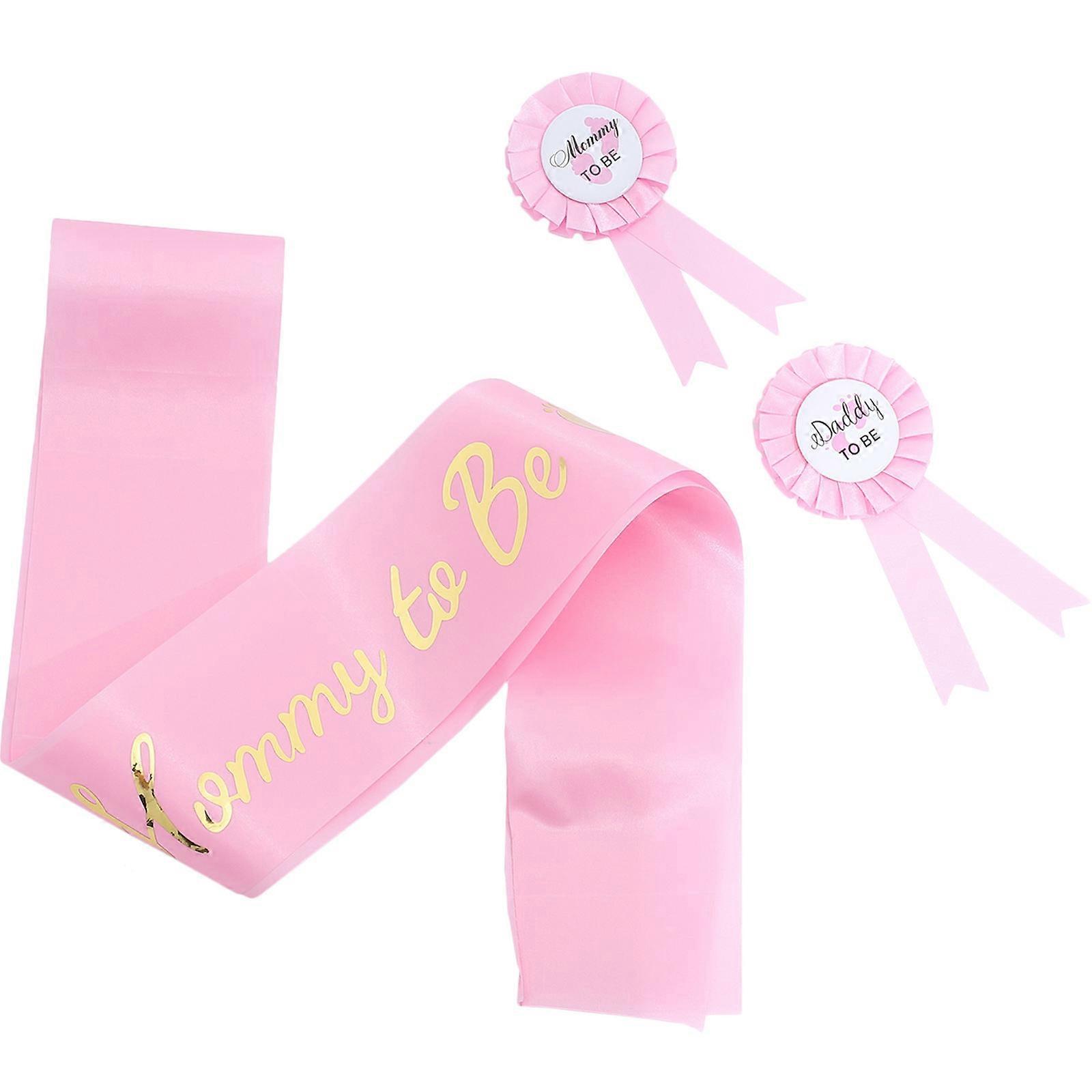 Mommy To Be Sash And Badge Set In Pink For Gender Announcement Designed For Pregnant Women 1 Set