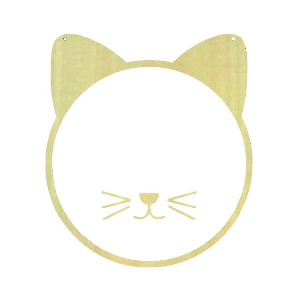 Light Yellow Acrylic and Wood Kitten Shaped Hanging Mirror for Safe Reflection 6.5x8.5 Inches