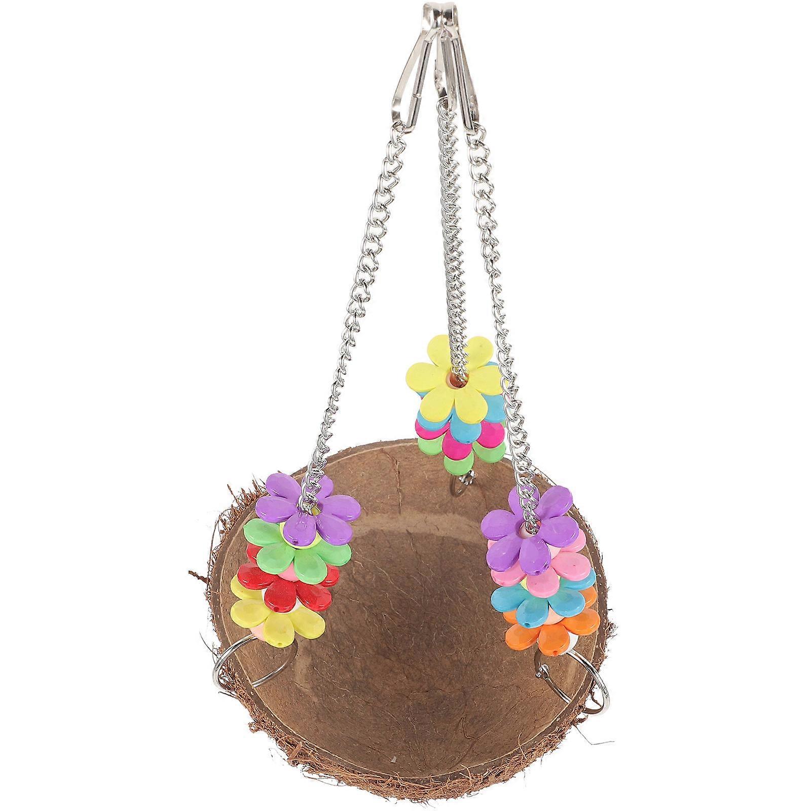 Bird Cage Hanging Hammock Coconuts Shell Bird Swing Bed Wearresistant Parrot Swing Nest