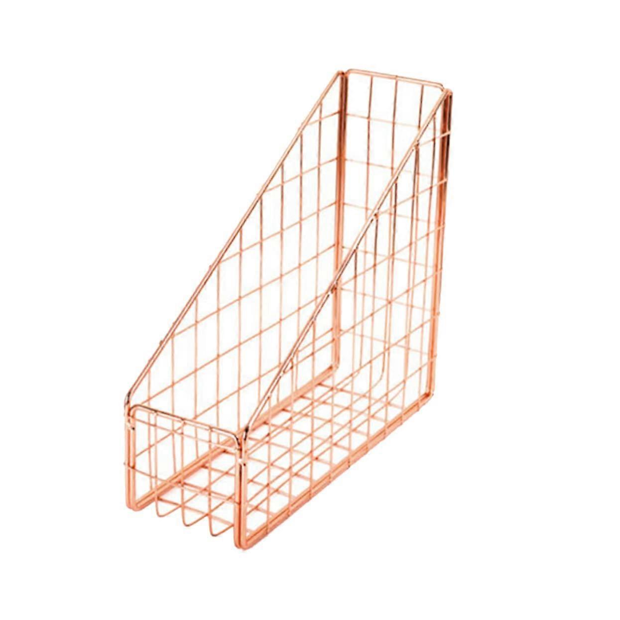Desktop File Rack with Rose Gold Finish - File Organiser for Desk, Office Accessories, Magazine Holder, Letter & Document Storage