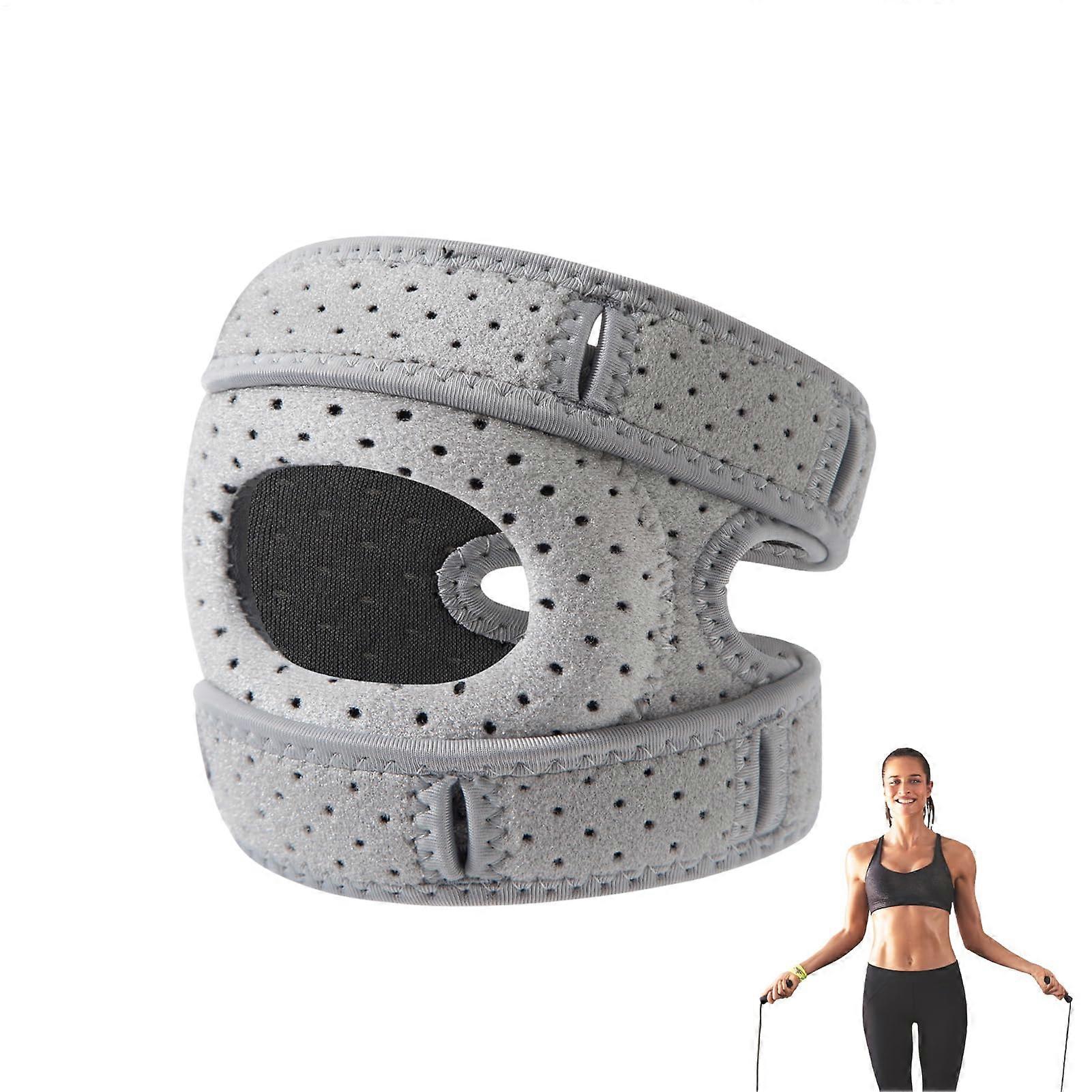 Knee Pad Athletes - Lightweight Ergonomic Knee Protector With Adjustable Patella Strap, Dance, Climb, Squats, Jump, Grey