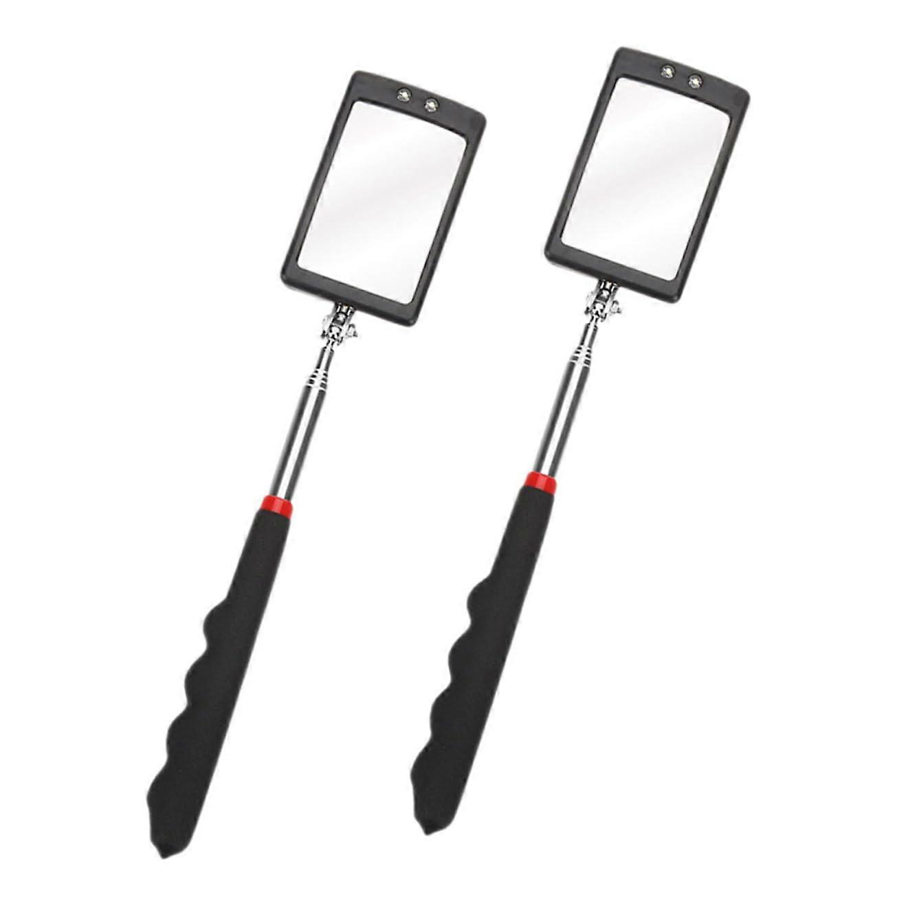 2piece telescopic inspection mirror with light, ergonomic handle, for mechanics and DIYers