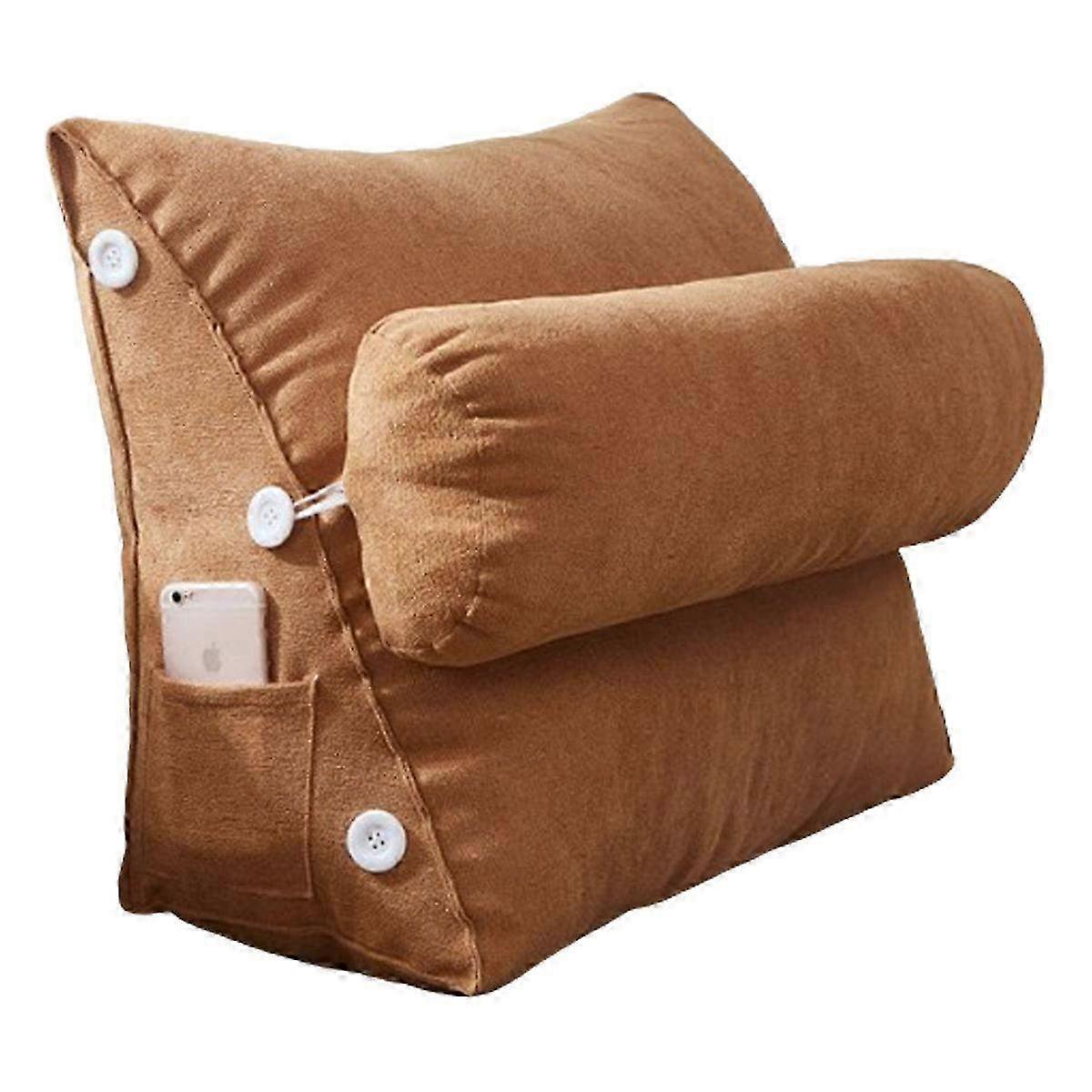 Large Triangular Design Backrest Pillow 60x22x50cm - Removable Comfortable Reading Pillow for Home Sofa Bed