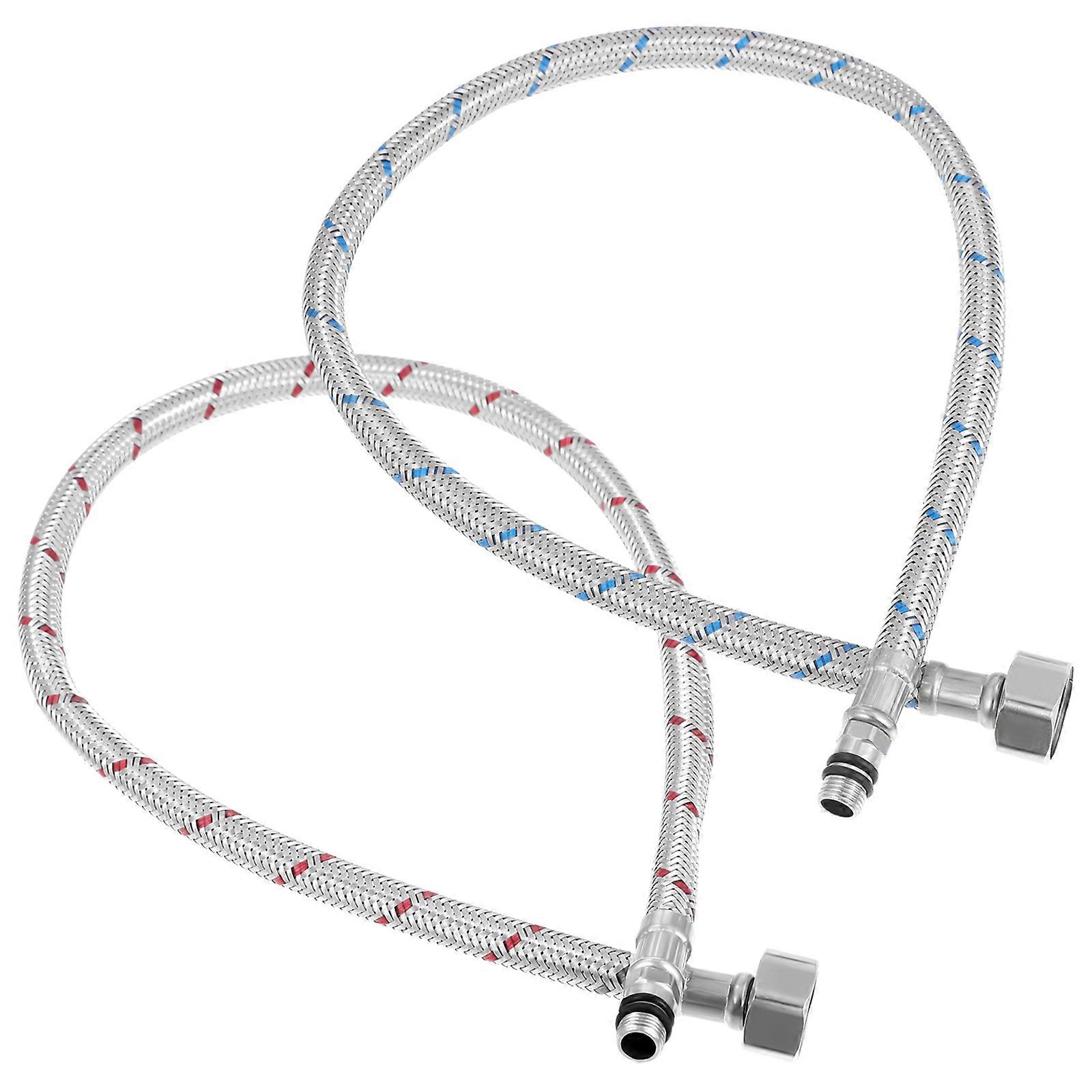Braided Stainless Steel Hose 6 Pcs Kitchen Basin Faucet Supply Line Flexible Connector Light Grey Water Pressure Resistance