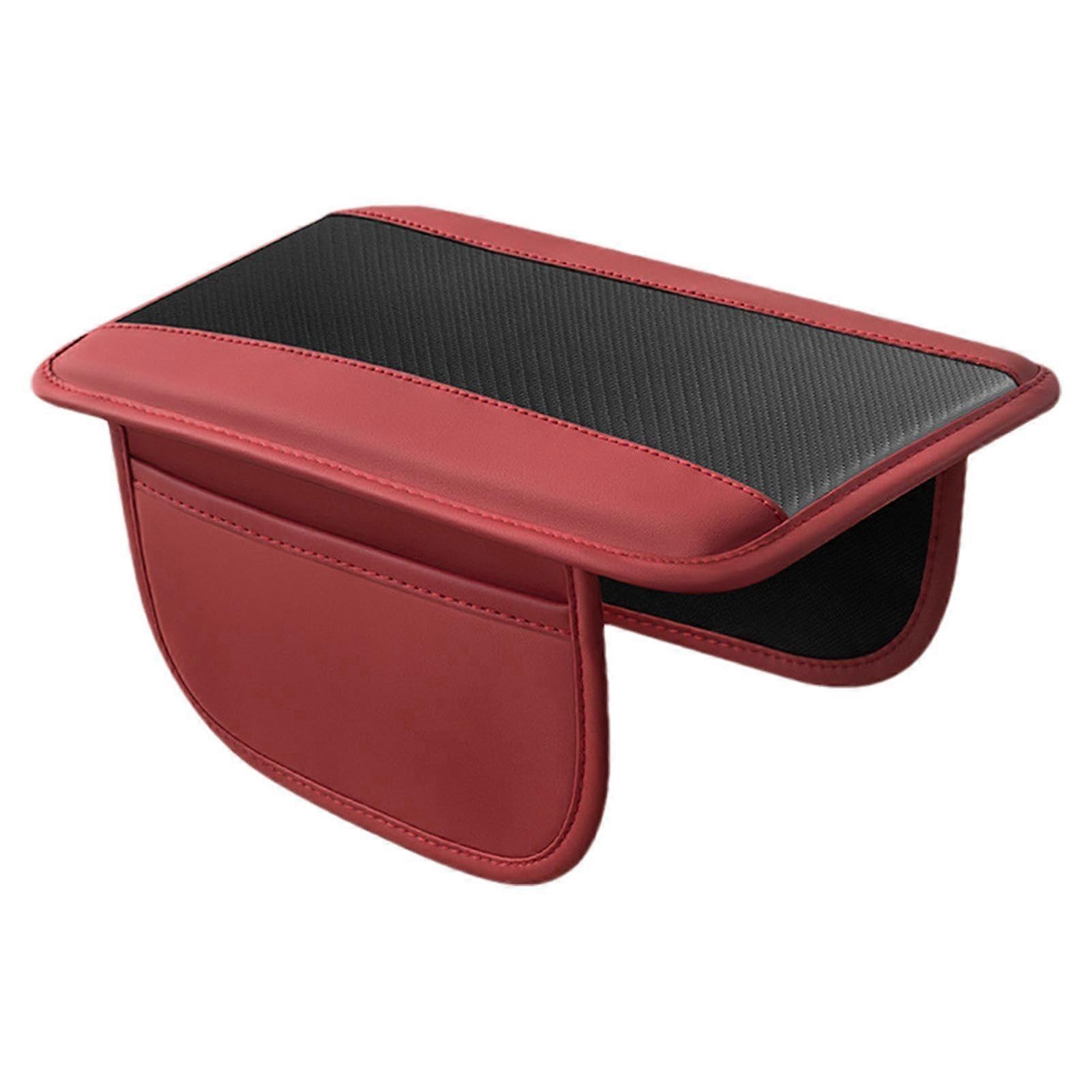 Car Armrest Cushion Leather Armrest Protector Waterproof With Side Pocket Height Adjustable Hand Pad