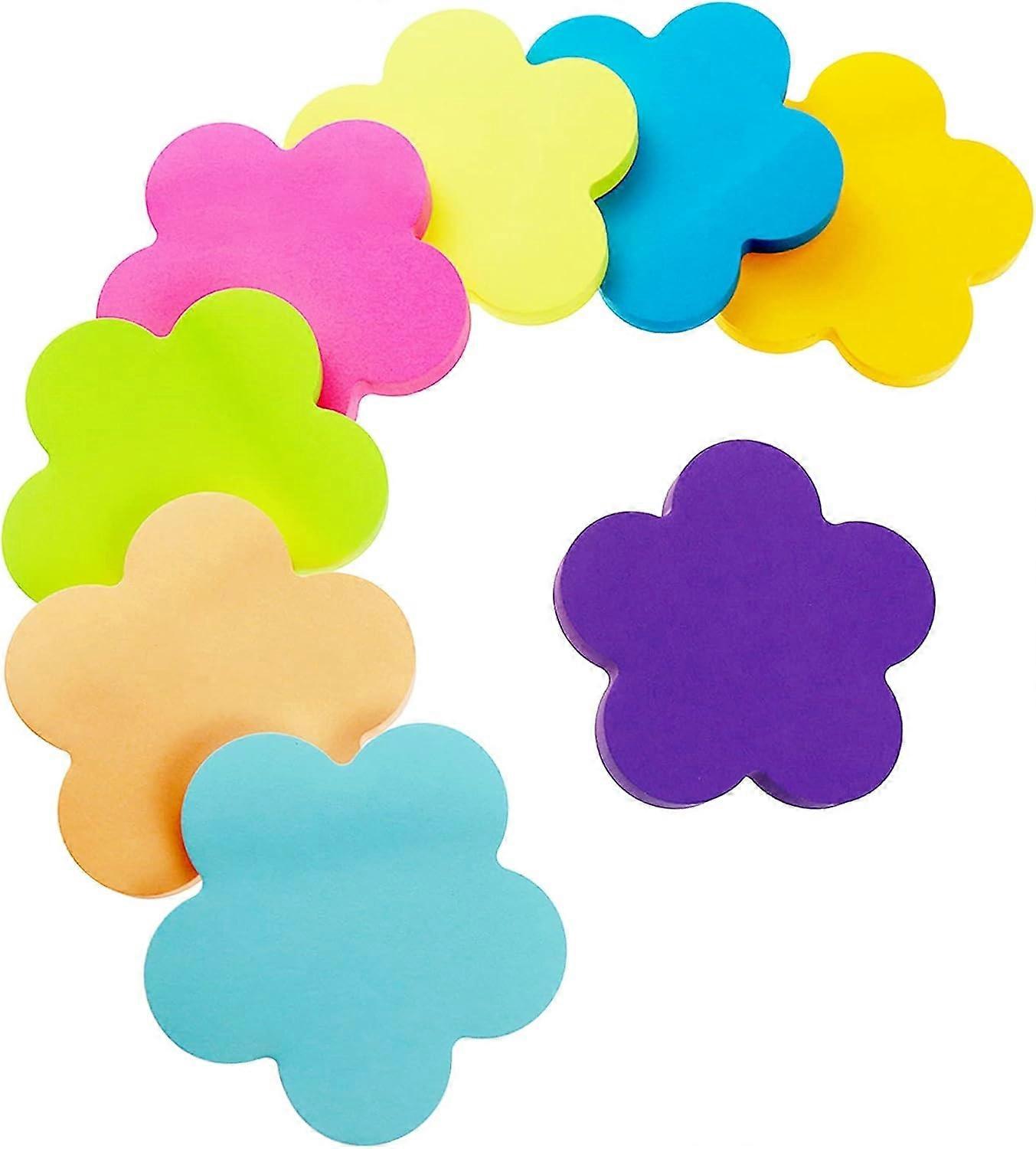 Sticky notes, eight plum blossom shaped self-adhesive notes, colorful sticky notes, bright self-adhesive pads, suitable for home office notebooks