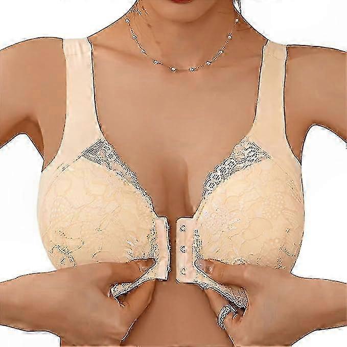 Lace Comfort Everyday Bra with Front Closure for Yoga, Sports, and Sleep Non-Wired Push-Up Style