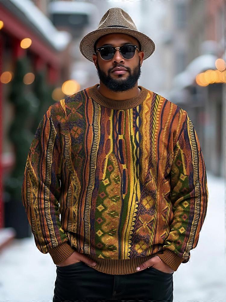 אירופה ואמריקה אמזון סחר חוץ חוצה גבולות 2024 גברים חג המולד בגודל גדול צווארון עגול סוודר מצולע אופנה קז'ואל חולצות