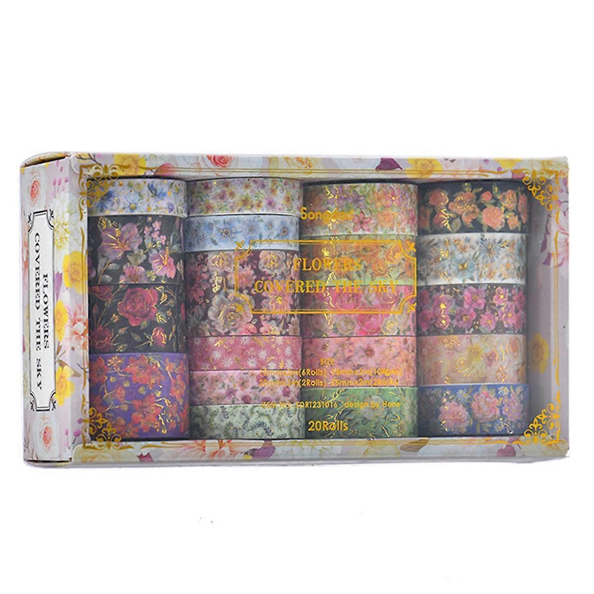 20 Rolls Washi Tapes Flowers Journaling Materials Masking Tape B