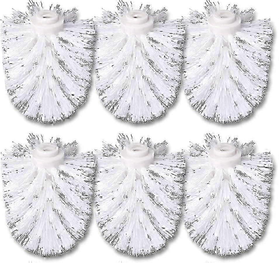 6 Pack White Replaceable Toilet Brush Heads - WC Spare Brushes Compatible with Walkbee