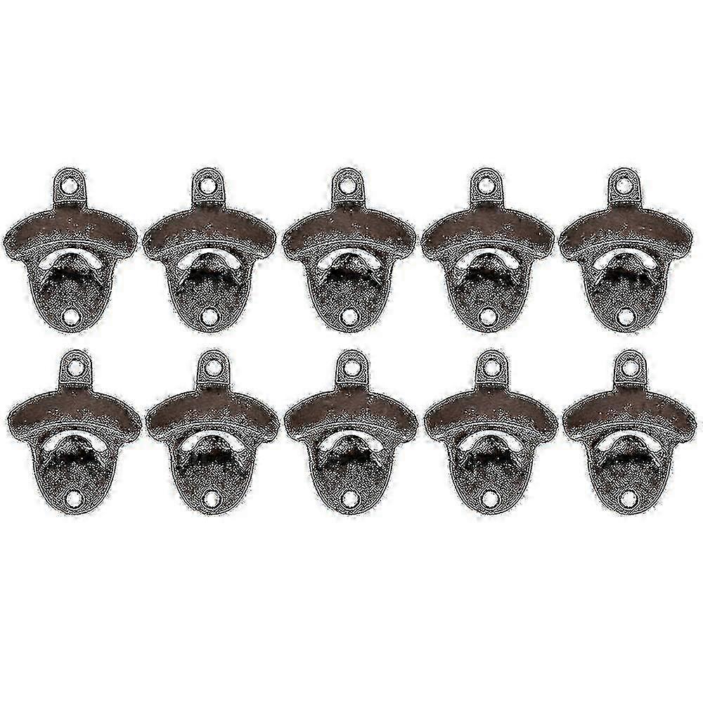 10-pack rustika väggmonterade flasköppnare i vintagestil för öl- och läskflaskor
