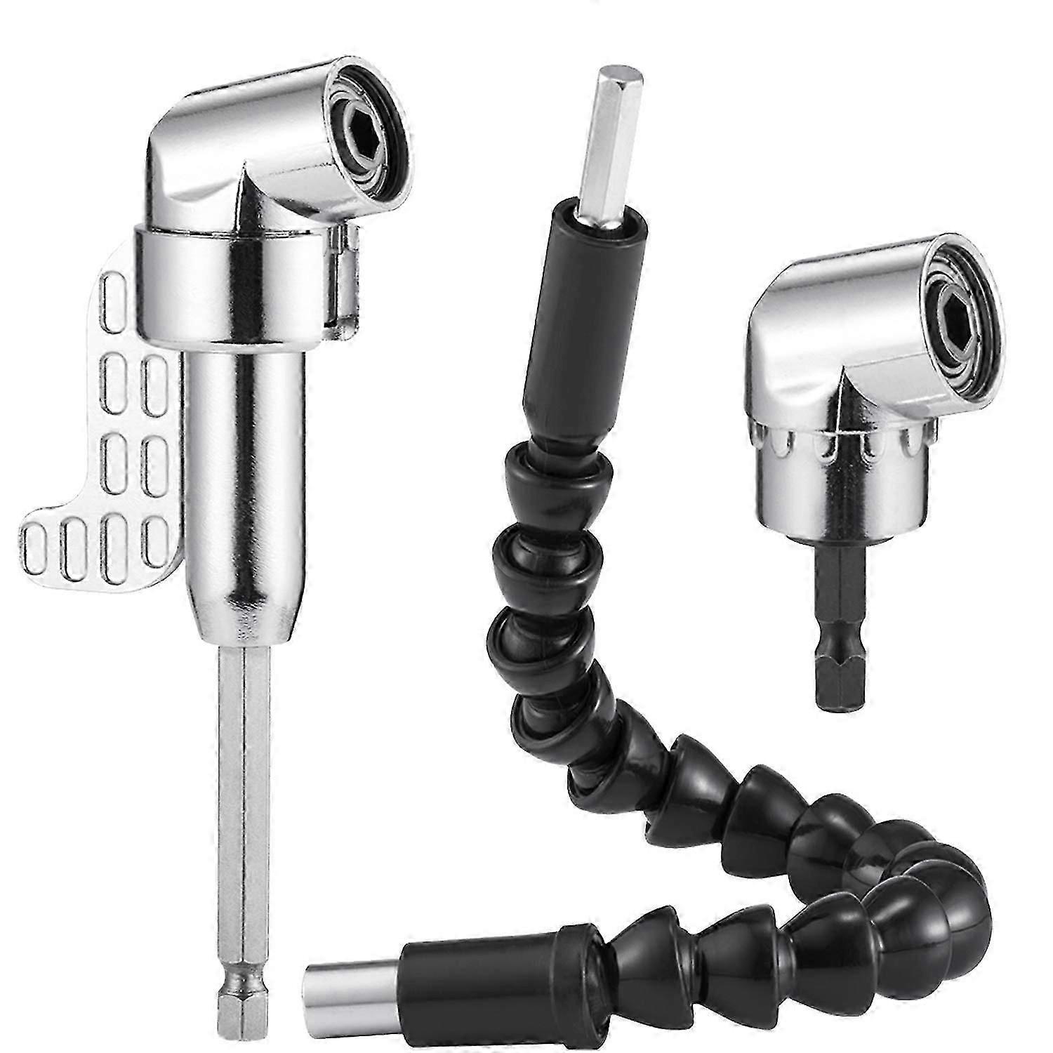 Right angle drill bit and flexible angle extension kit for screwdriver 1/4 inch socket adapter