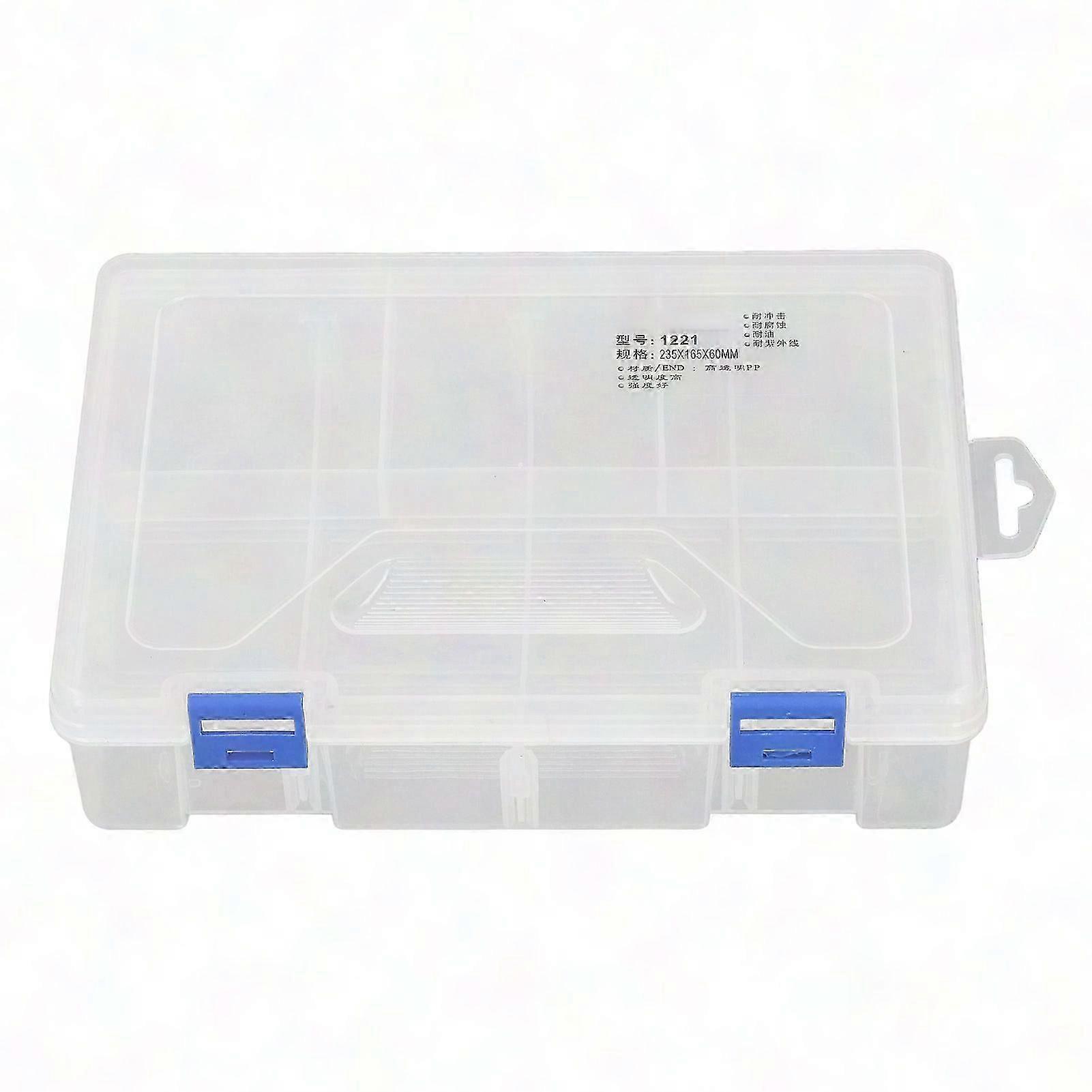 2-Layer 8-Grid Transparent PP Compartment Box with Adjustable Dividers for Small Parts Storage