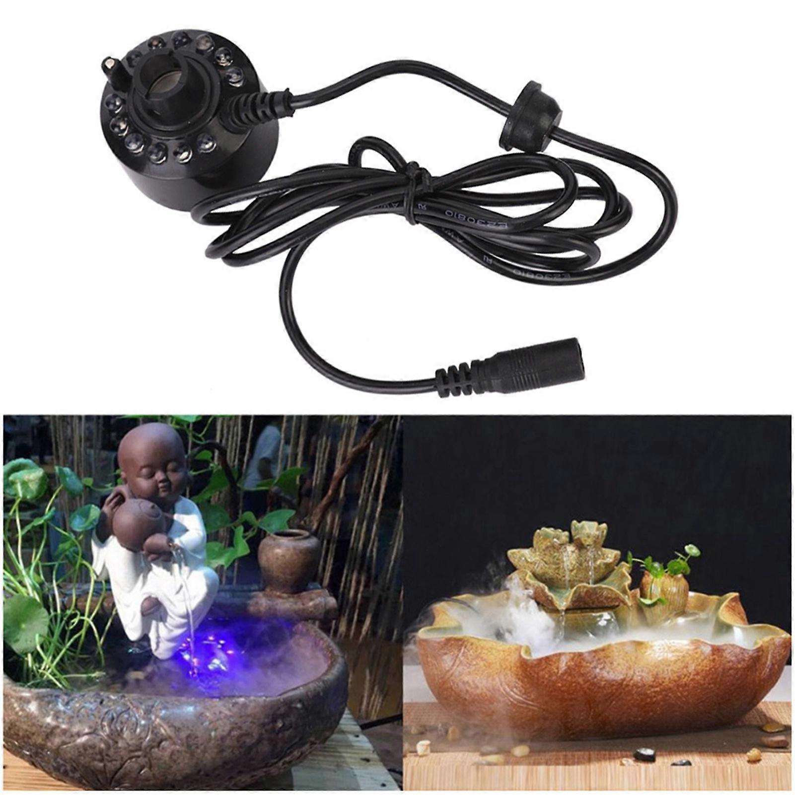 Black Ultrasonic Mist Maker 12 LED Light 4.5x4.5cm Atomizer