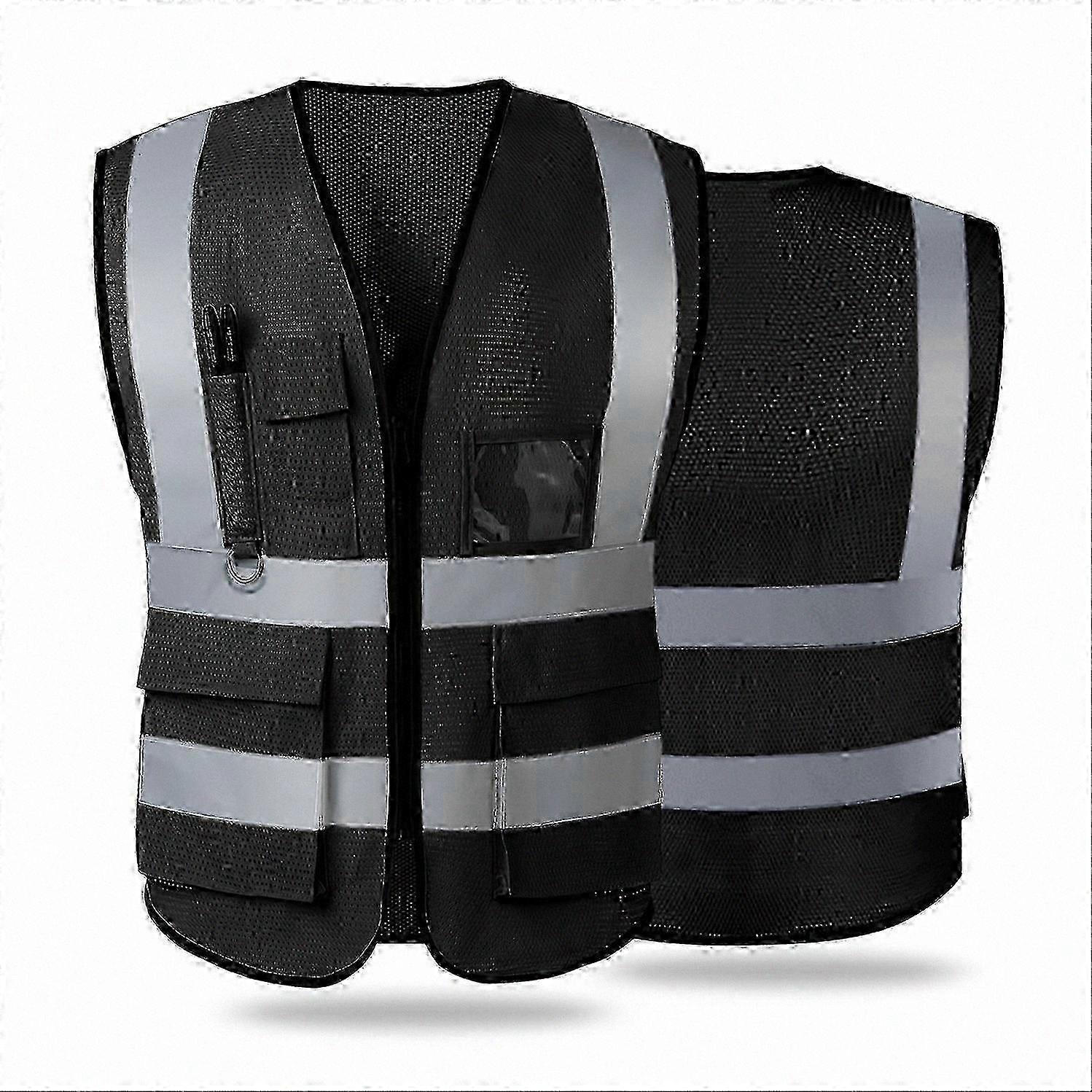 High-Visibility Reflective Safety Vest with Zipper and Pockets, ANSI/ISEA Compliant for Enhanced Security