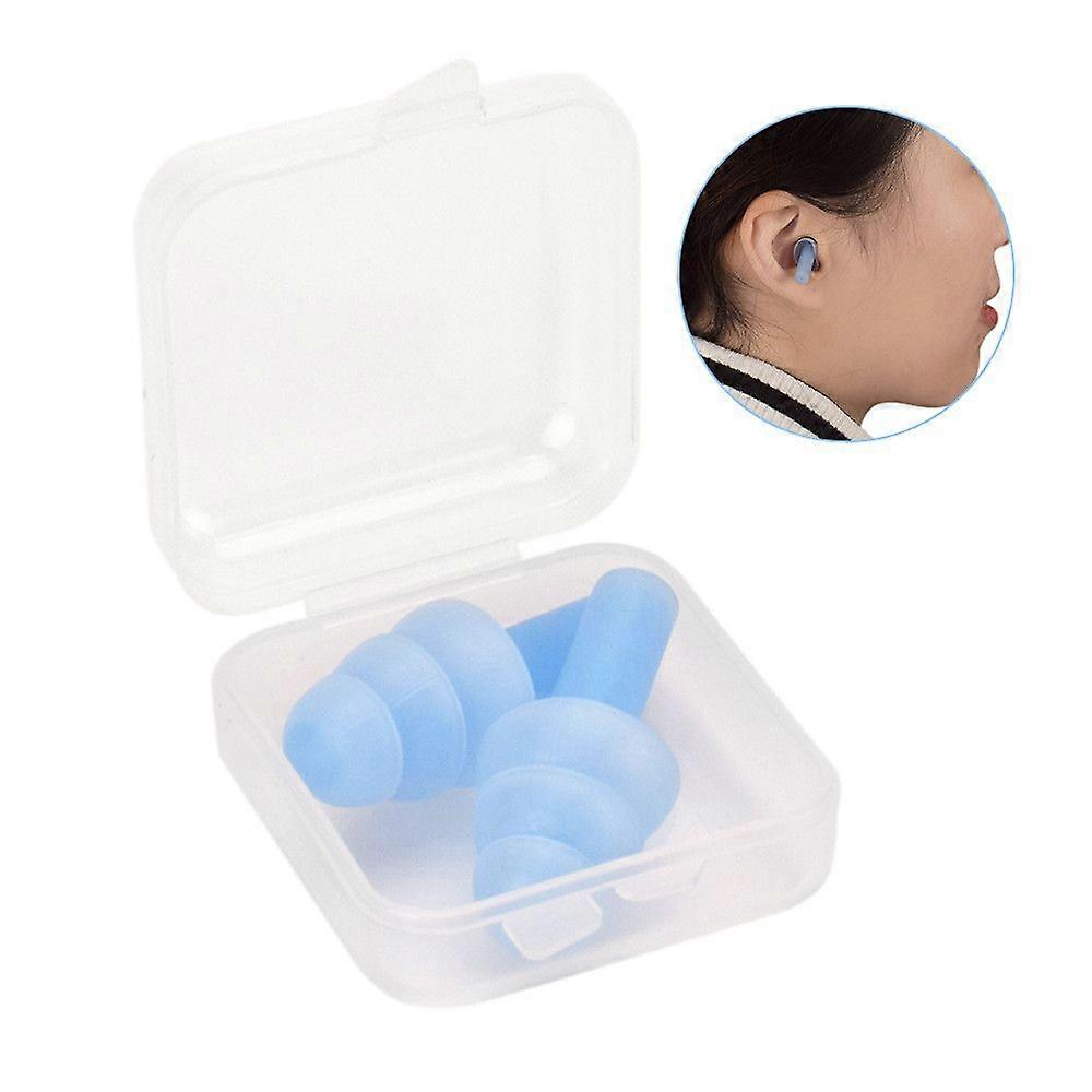 1 Pair Reusable Silicone Ear Plugs Waterproof Noise Reducing and Sound Blocking Earplug with Box