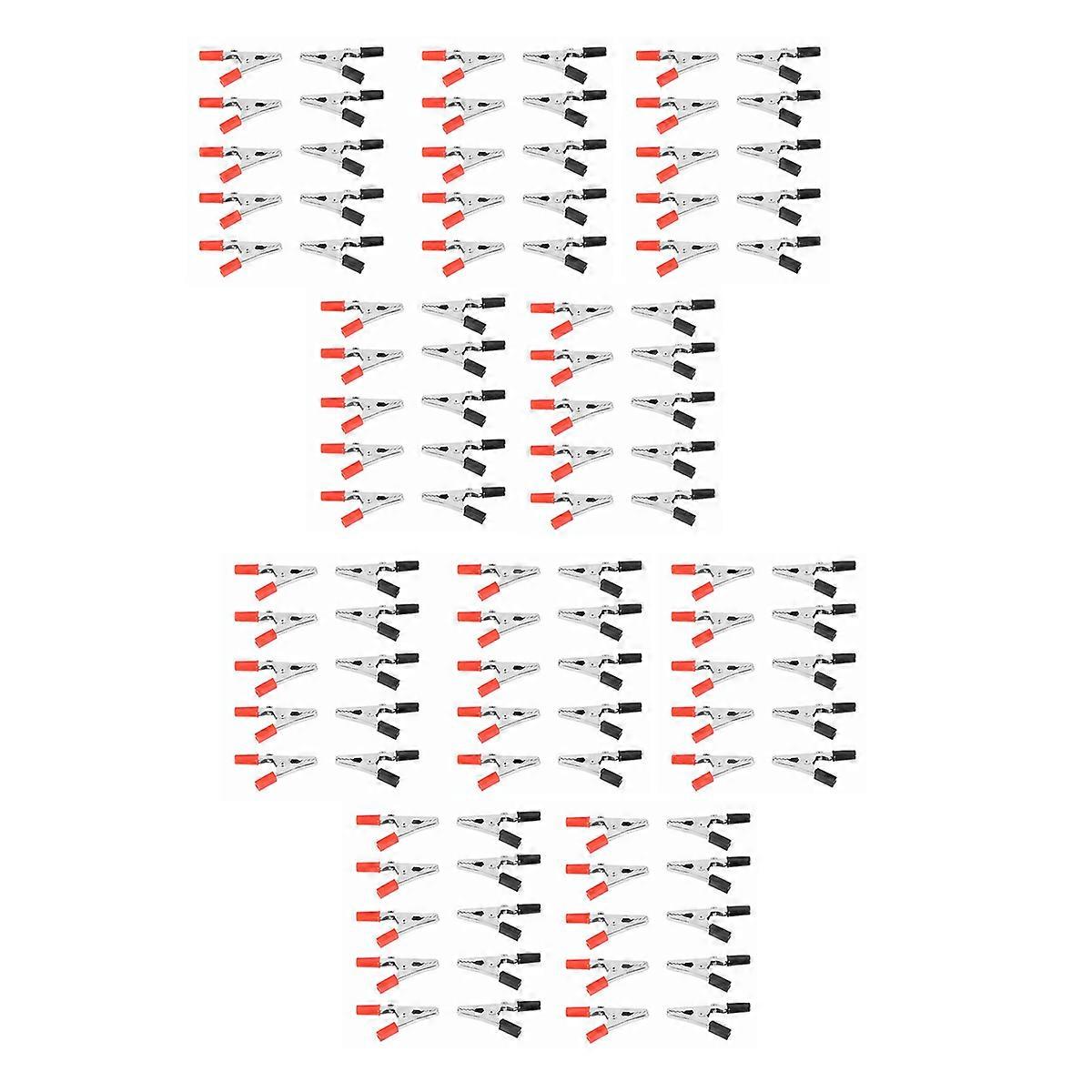 100 Pcs 50mm Plastic Handle Test Probe Metal Alligator Clips