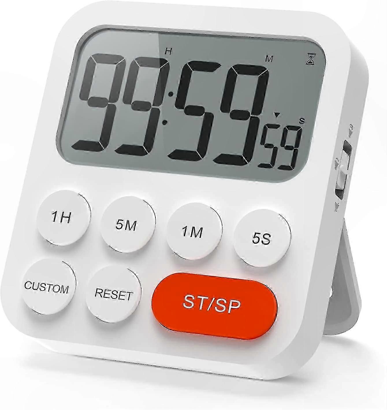 Magnetic Stopwatch with LCD Display, Clock Function, 3 Volume Levels, Portable Timer for Home and Office Use