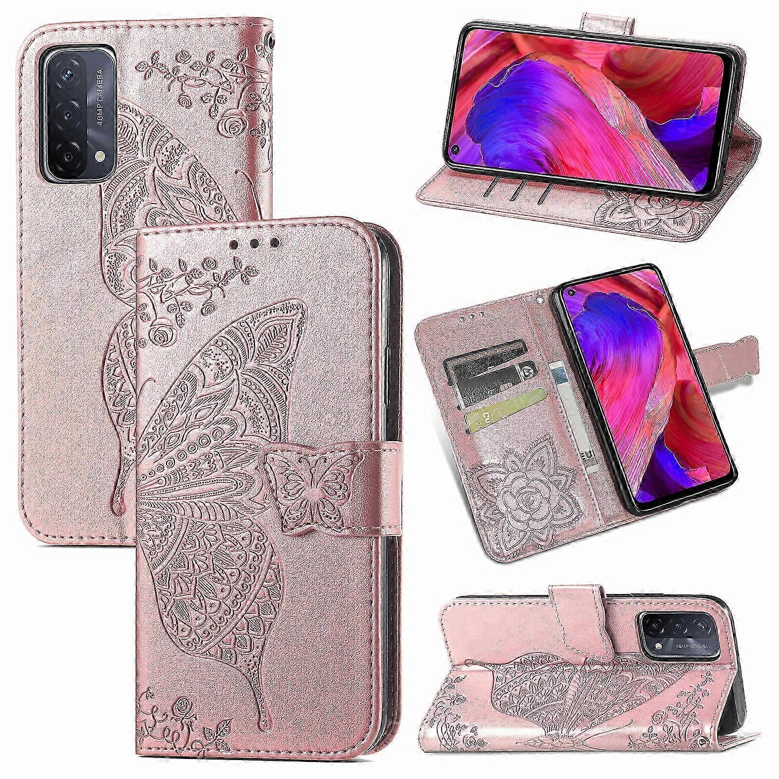Compatible with OPPO A93 5G Case Flip Cover Emboss Butterfly Soft T...