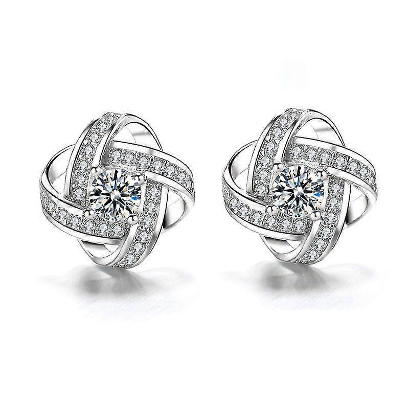S925 sterling silver four-leaf clover earrings for girls to match clothes