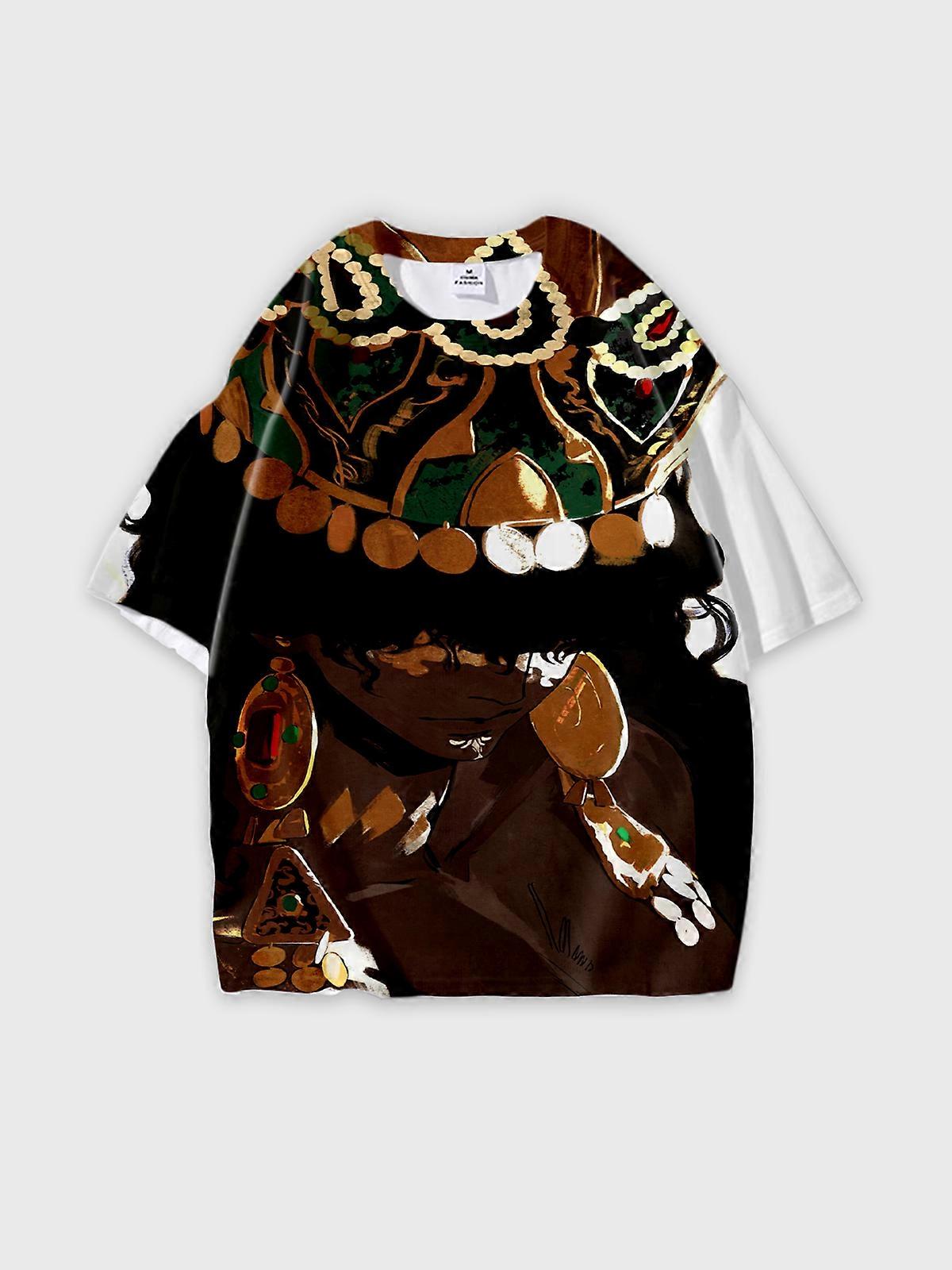 T-Shirt Round Neck, Loose Short Sleeve Sultan’s Game Graphic Tee, Unisex Summer Casual Top V3009