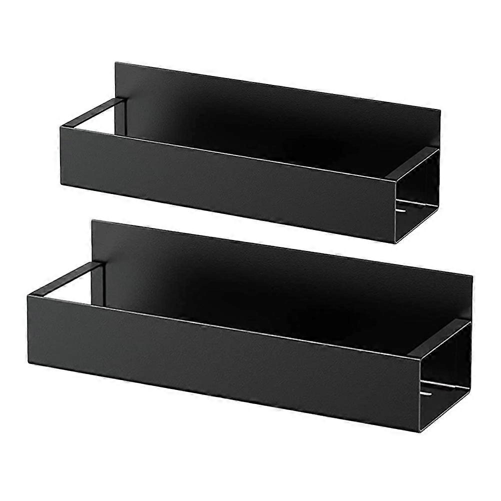 Magnetic Seasoning Rack 2Pcs Kitchen Appliances Organization Black Space Saving Rectangular Design