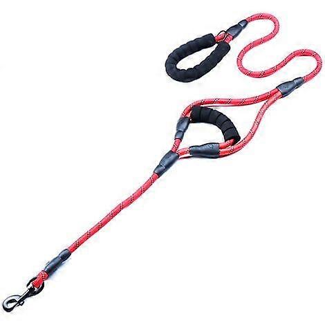 Padded Traffic Dog Leash with Two Handles and Reflective Threads for Dog Control