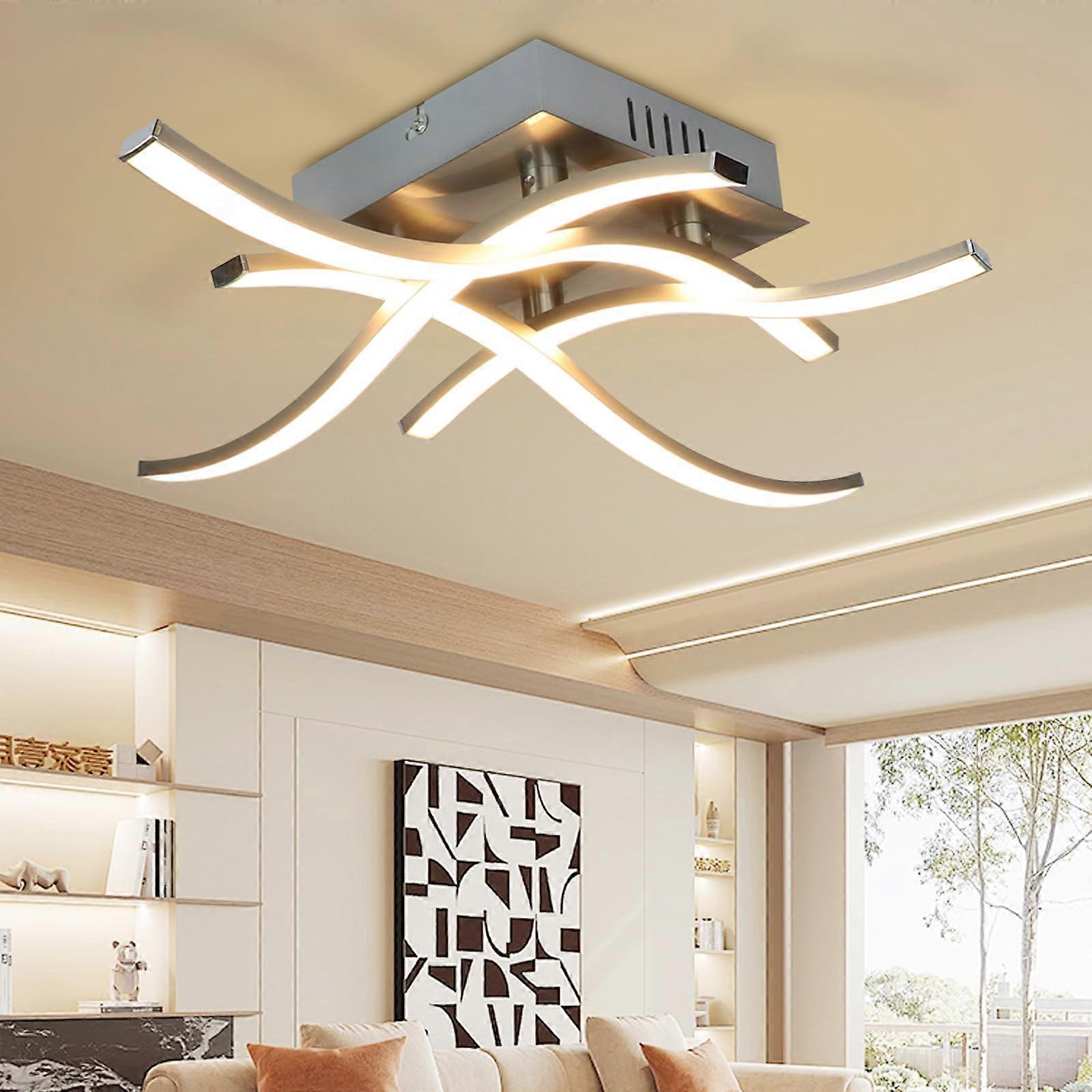 Led Ceiling Lights Brushed Nickel Finish, 18W Ceiling Light, 4x4.5W 1400lm LED Boards, 3000K Warm White