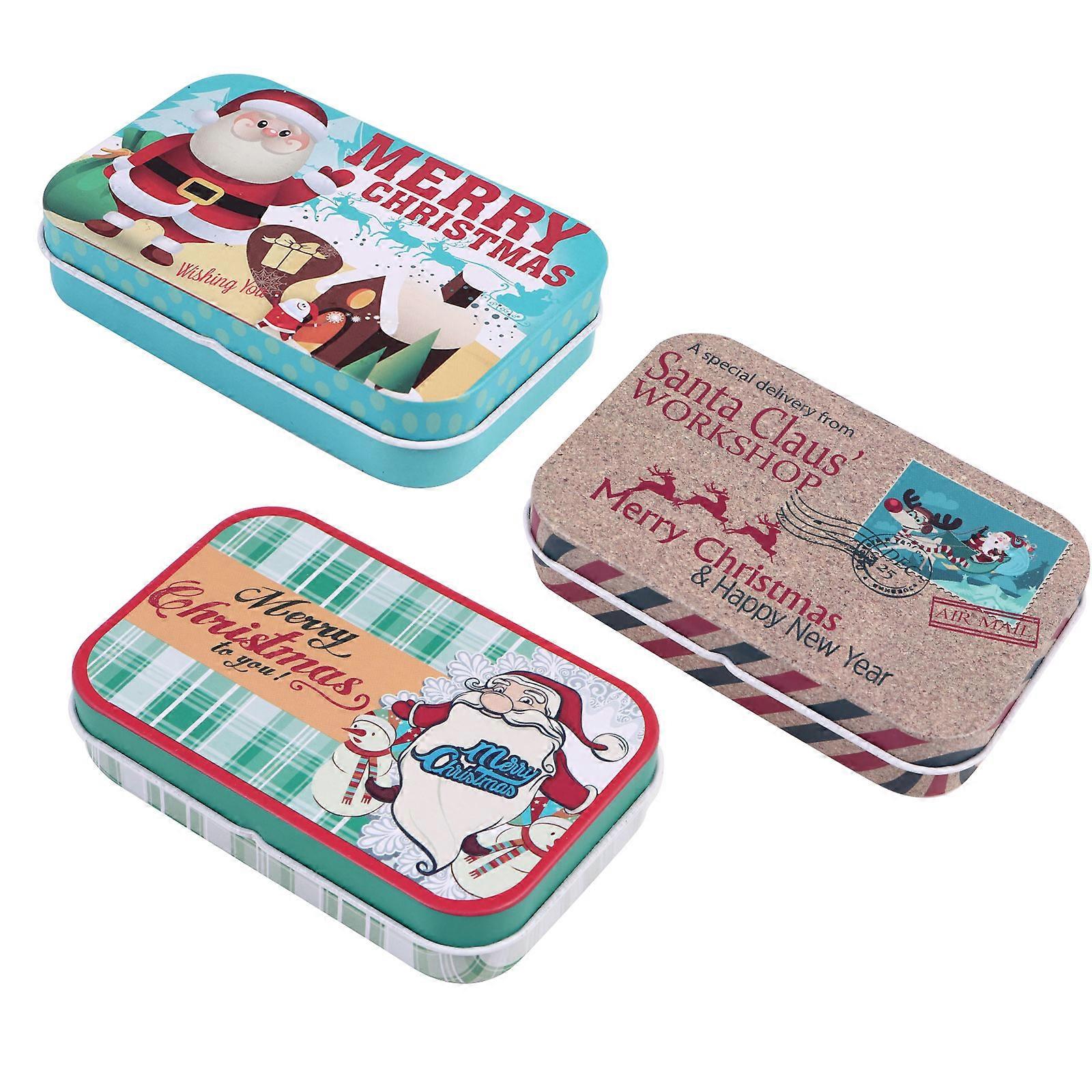 Christmas Gift Box Tinplate Nuts Candy Boxes for Storage 3Pcs Set