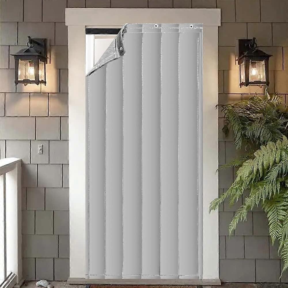 Thermal Doorway Curtain Insulated Winter Windproof Waterproof Noise Reduction Privacy Grey 36x86in/90x220cm