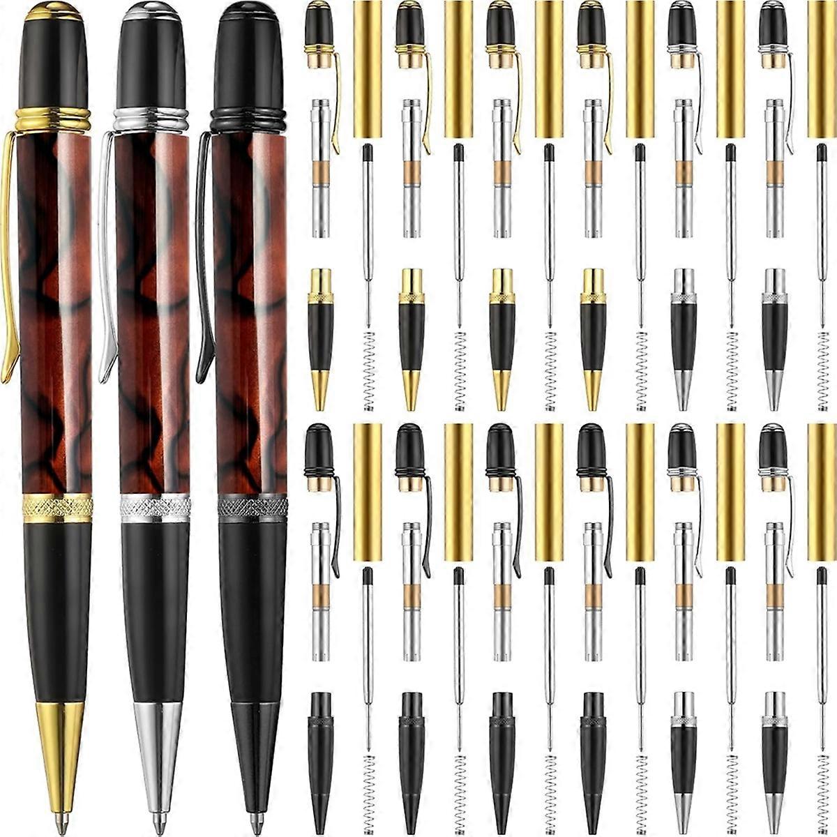 12-Pack Wooden Pen Set, Rotating Ballpoint Pen Set D