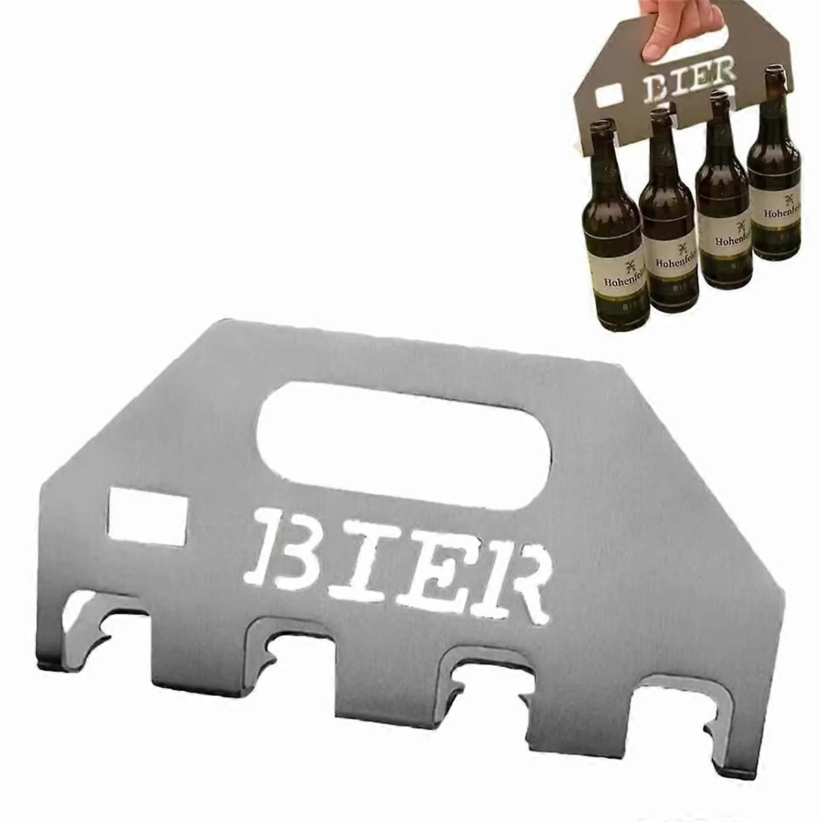 Quad Beer Bottle Opener and Beer Carrier Holder One-Push Open 4 Bottle with Carrying Handle for Camping 1PCS