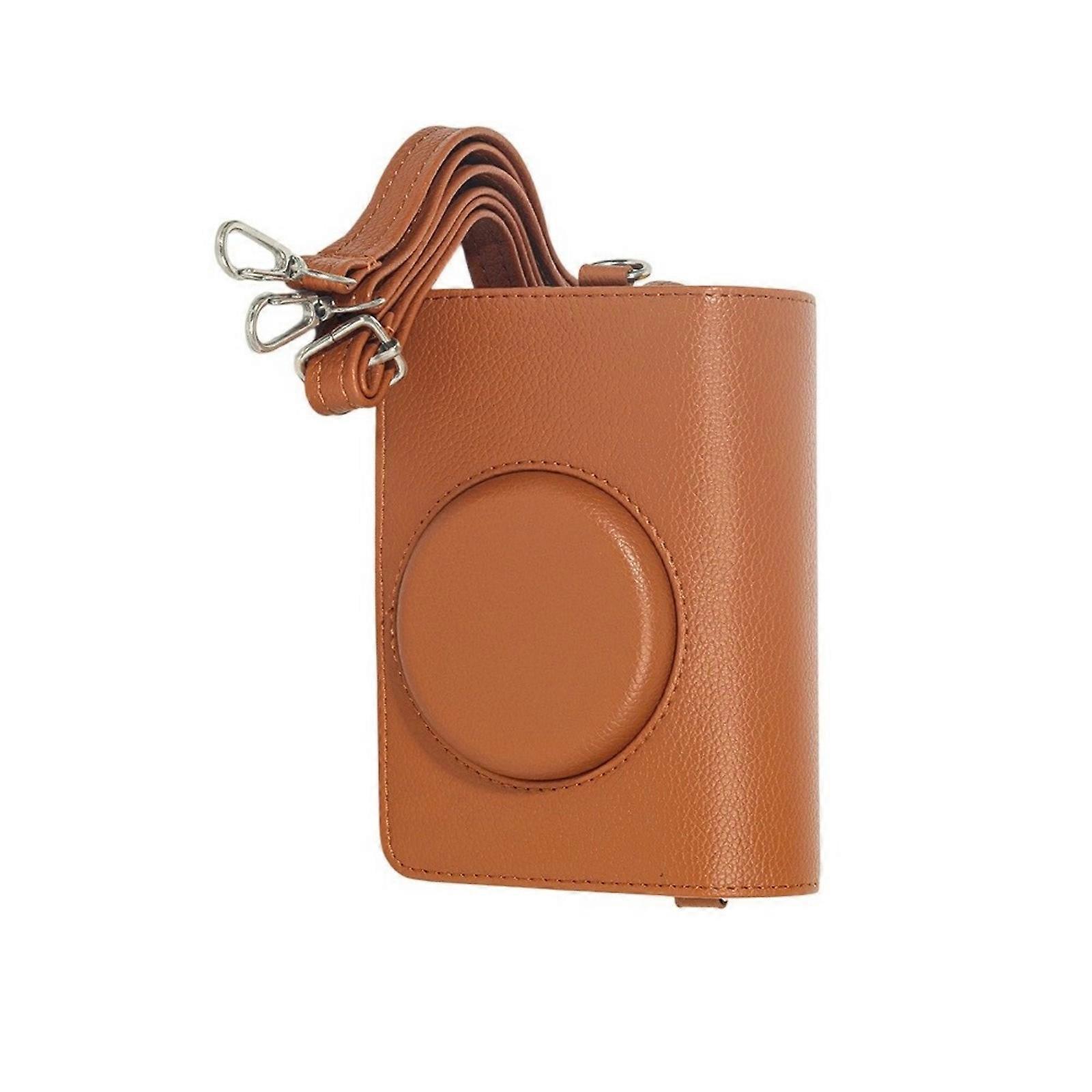 Impacts Resistant PU Camera Case Portable Black/Brown Camera Protector Leather Texture Suitable for MS200 Model Use  brown