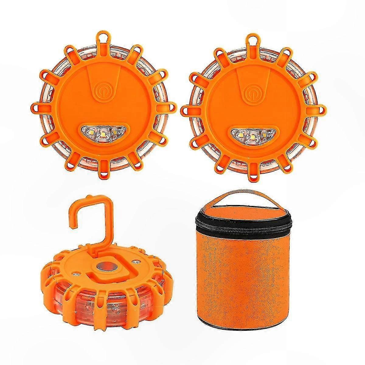 Emergency LED Road Flares, Safety Warning Disc with Flashing Beacon, Portable Kit for Roadside Visibility, Round Shape