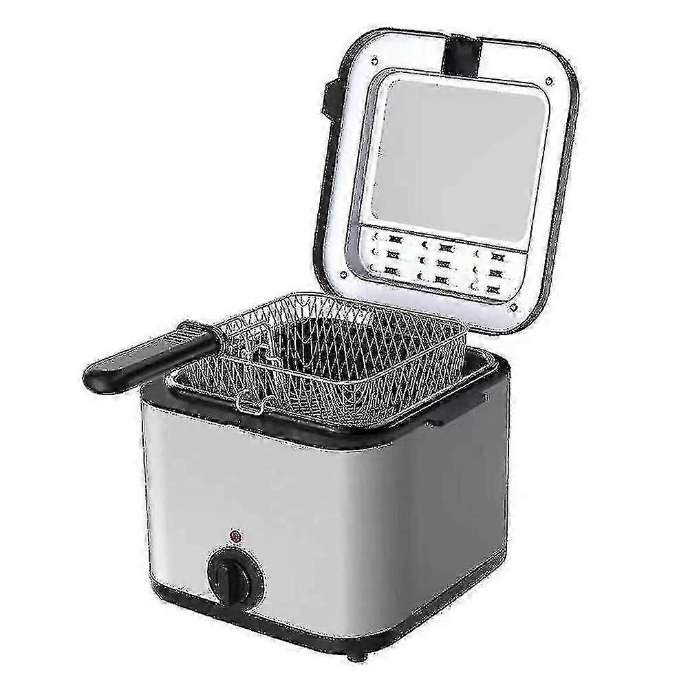 Friteuse électrique de 2,5 L avec une puissance de 1000 W, conception multifonction en acier inoxydable pour brochettes, frites et plus encore