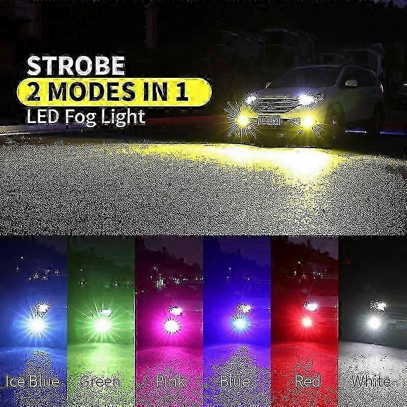 9005/9006/880/881 H7/HB3/HB4 LED Fog Lights Kit for Car with Strobe Function and H11 LED Headlight Bulbs for Daytime Driving and Running Lights